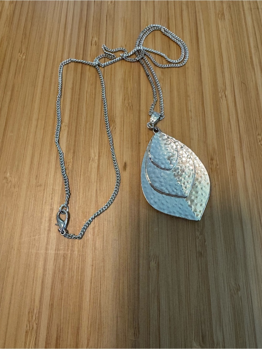 Silver Leaf Layered Pendant Necklace
